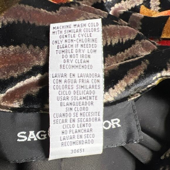 Vintage Sag Harbor Animal Print Vibrant Floral Velvet Button Up Shirt Top Sz XL - Picture 5 of 6